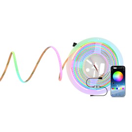 RGB Intelligent IC LED COB Light Strip 0.2in/5mm Wide 16.4ft/5m roll, 5V USB Power Supply can be Installed in Narrow Gaps of Smart Devices, Home Decoration, and Automotive Spaces (60LEDs, 16.4ft/5m)