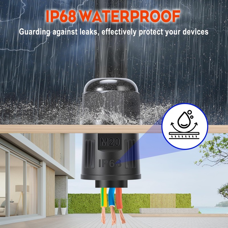 BOSYTRO Pack of 8 Cable Connectors IP68, 3-Pin Waterproof Cable