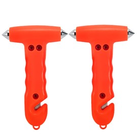 MOTORBUDDY Car Safety Hammer 2-Pack, Auto Emergency Escape Hammer with Window Breaker and Seat Belt Cutter, Striking Red Emergency Escape Tool for Car Accidents