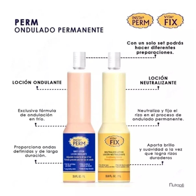 Nutrapel Locion Ondulante Paso 1 Y 2 Base Permanente Rizos
