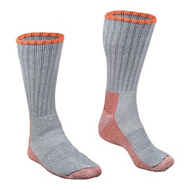 RefrigiWear Warm Merino Wool Moisture Wicking 10-Inch Leather Boot Socks (Orange, Large/X-Large)