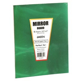 Hygloss Products Mirror Board Sheets - Reflective, Shiny Poster Board – 8-1/2 x 11 Inches, Green, 5 Pack (28312)