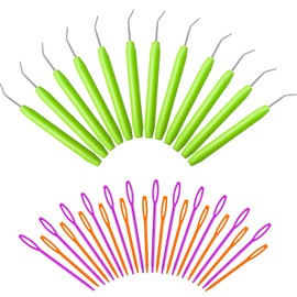 12 Sets Loom Knit Hook Crochet Knitting Loom Hooks with Plastic Needles Large Eye Sewing Tool for Knifty Knitting Knitter Crafts
