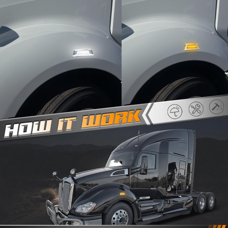 HERCOO Side Marker Turn Signal Lights LED Position light Compatible
