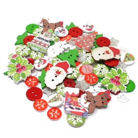 Wedding Touches 100 Mix Christmas Resin & Wood Xmas Buttons Flatbacks Craft Cardmaking Embellishments
