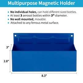 Rechabite Magnetic Aerosol Spray Can Holder, Magnet Toolbox Bottle Holder, Tool Box Storage Rack for Garage and Home, Craft Workspace, Mechanic Paint Bottle Can Organizer, Blue, 3"x8.3"