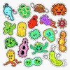 Magnet Funny Characters Bacteria and Microbes Set for Badges Patches.