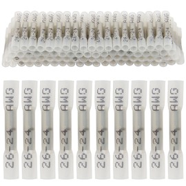 200PCS Heat Shrink Butt Connectors, Insulated Waterproof Butt Connectors 26-24 AWG for Wiring, Marine, Automotive (White)