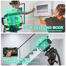 16 Lines Laser 360 Level Self Leveling, 4x360° Professional 4D Green Cross Line laser Level for Construction and Picture Hanging with 2 Batteries,Magnetic Bracket & Remote Control