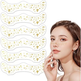 Tatuaje facial con pecas y purpurina, 2025, nuevo tatuaje dorado con pecas y purpurina, motas de maquillaje con purpurina en la cara dorada, lindos parches de maquillaje brillantes, accesorios para mujeres y niñas (#1)