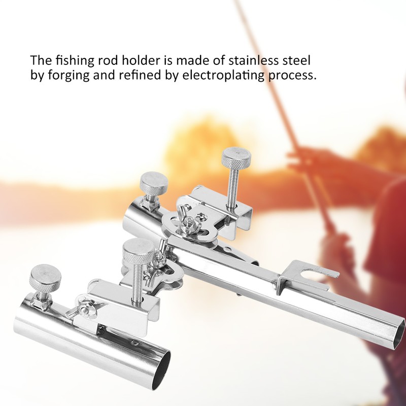 AntiRotary Stainless Steel Double Fishing Rod Holder Stepless FineTuning Fishing