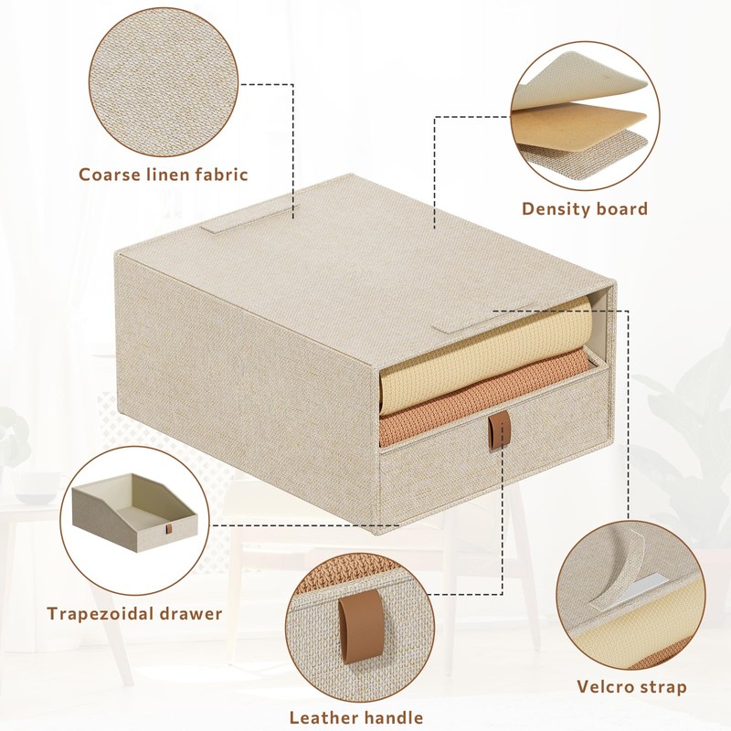 4-Pack Storage Bins with Drawers Large Closet Organizers and Storage