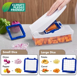 Geedel Vegetable Cutter, Onion Cutter Pro Food Chopper, Kitchen Vegetable Slicer Dicer Cutter Grater, Veggie Chopper with container for Salad Onion Potato Carrot (4 in 1, Blue)