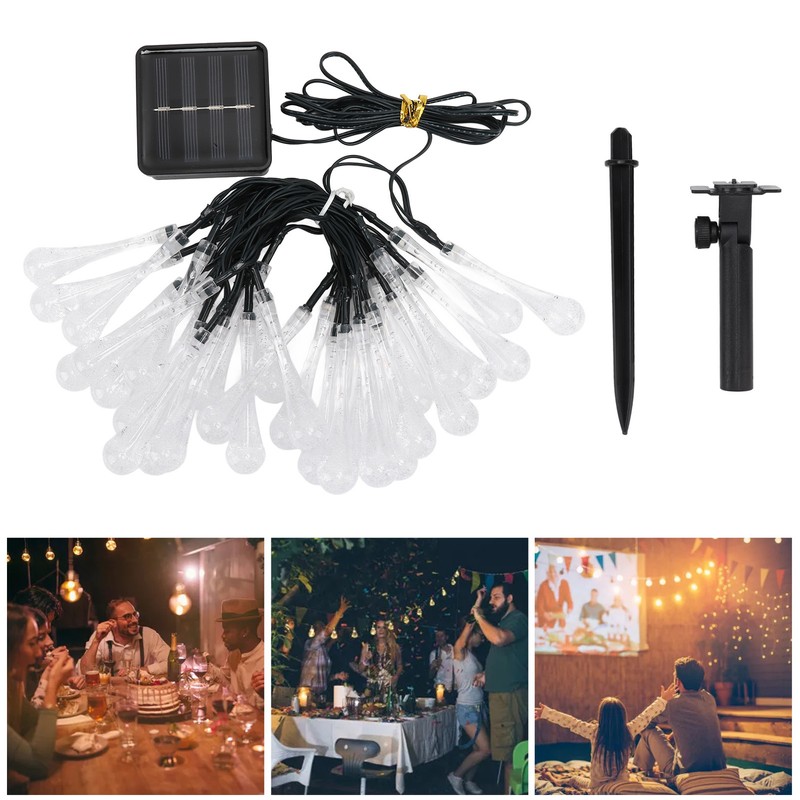 Solar String Lights IP65 Waterproof 2 Light Modes Outdoor String