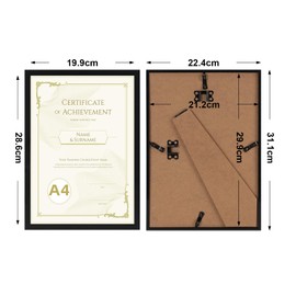 Hoikwo Set of 3 Black Picture Frames A4 29.7 x 21 cm Modern Photo Frames for Wall or Table