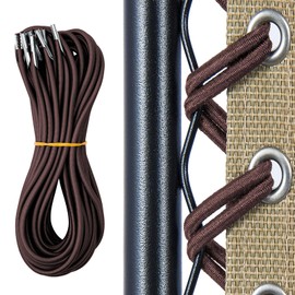 OFFCUP Elastic Cord for Sun Lounger, Pack of 4 Elastic Cord for Deck Chair, Elastic Cord Thread with End Caps, Rubber Cord for Relaxing Deckchair, Replacement Parts for Garden Loungers - Brown