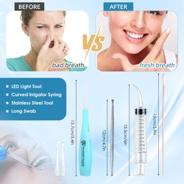 Tonsil Stone Removal Set,1 Stainless Steel Tonsil Stone Remover Tool,1 Tonsil Stone Remover with LED Light,100 Swabs and 1 Curved Irrigator Syringe to Cleaned Out Tonsil Stones Tonsil Stones Remover