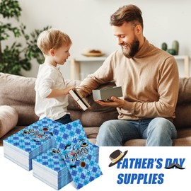 Sumind 100 Pcs Father's Day Guest Napkins 2 Ply Disposable Paper Blue Napkins Happy Dads Day Party Dinner Guests Hand Towel Napkin Coffee Design for Gym Toilet Bathroom Decorative Towels (Coffee Hat)