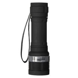 EMOS P4702 LED Zoomable Torch, IP43 Waterproof and Frost Resistant, 75 Lumens, 125 m Light Range, 15 Hours Running Time, Black 3.5 x 3.5 x 12 cm