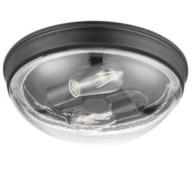 Prominence Home Madalyn 13" Bronze Flush Mount Clear Seeded Round Glass Ceiling Light - 51539-01