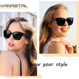 KANASTAL Sunglasses Over Glasses for Women Men Fit Over Polarized Sunglasses Black Square Sun Glasses Trendy Shades UV400 Protection
