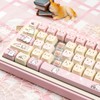 COOMICKEY Pink Keycaps 140 Keys Dye Sub Keycaps Mao Profile