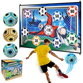 3 Balls Sticky Soccer Game Set Soccer Toy Gift for 3-5 6-8 8-12 Boys and Girls Indoor Outdoor Backyard Toss Soccer Goal Games for Kids Birthday