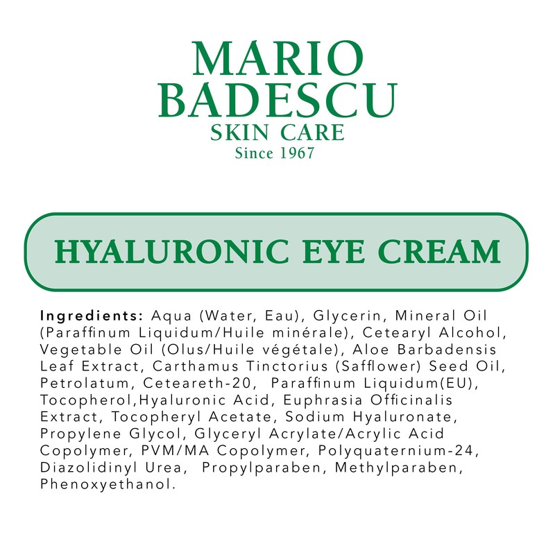 Mario Badescu Hyaluronic Eye Cream Anti Aging for All Skin