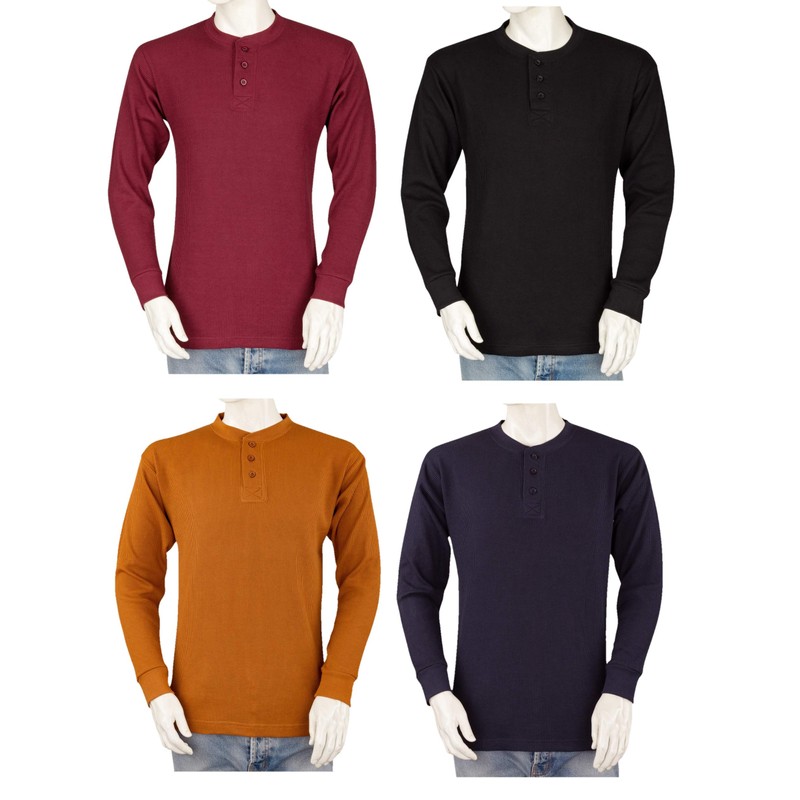 Styllion Henley Thermal THLS (Large, Black)