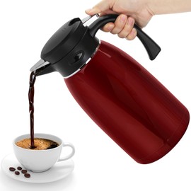 Yummy Sam 70oz Thermal Coffee Carafe, Stainless Steel Carafe for Hot Liquids, Double Wall Vacuum Thermos for Hot Drinks, 2L Large Tea Thermos for Home School Office for Valentine's Day (Burgundy)