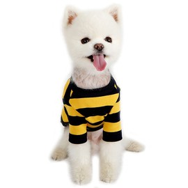 Lucky Petter Dog Cotton Shirts for Small and Large Dogs Rugby Striped T-Shirts Soft Breathable Dog Shirt pet Clothes (Small, Yellow/Navy)