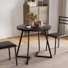 Vecelo Modern Round Dining Table Wood Grain Tabletop and Steel