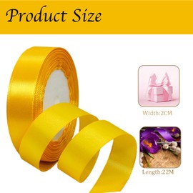 Satin Ribbon Golden Yellow 20 mm Wide Gift Ribbon Satin, 22 m Satin Ribbons Golden Yellow Thick Ribbon Decorative Ribbon Silk Ribbon Gift Wrapping Fabric Ribbon Gift Ribbons for Decorating Crafts