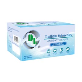 Toallitas Húmedas Antibacteriales Caja con 100 sobres. Producto grado médico, limpia y protege las manos, agradable aroma, humecta la piel.
