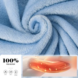 LACOFIA Women Hooded Fleece Pyjamas Sets Adult Pjs Long Sleeve Warm Loungewear Ladies Nightwear Winter Couples Pajamas with Pocket Light Blue XS