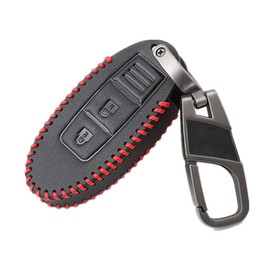 Happyit Leather Car Key Cover Case keychain for Nissan Tidda Livida X-Trail Qashqai March Juke Pathfinder Note GTR Kicks Murano Teana 3 Buttons (A)