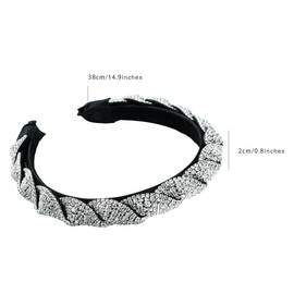 scicent Headband Non-Slip Rhinestone Hairbands Wide Hair Band for Wedding Padded Head Band Fashion Hair Accessories for Women Hair Decoration for Daily Wearing - 26804