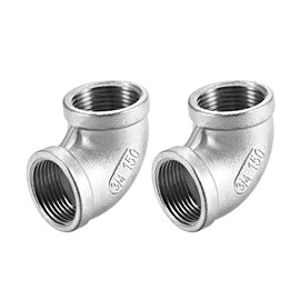 sourcing map Stainless Steel 304 Cast Pipe Fitting 90 Degree Elbow 3/4 BSPT Female X 3/4 BSPT Female Thread 2pcs