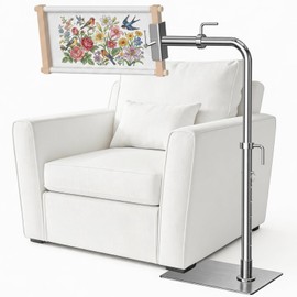 Workstand with Side Clamp for Lowery Stand, 360° Rotating Metal Needlepoint Workstand with Side Clamp, Fits 20" Q-Snap Frames & Scroll Rods, Height Adjustable Embroidery Stand for Sofa Hand Sewing