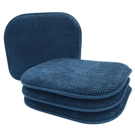 PAGGED Blue Foam Seat Cushions Kitchen Chairs Pads for Dining Chairs Non Slip Patio Seat Cushions Set of 4 Washable U Shaped Soft Thick Large Metal Wooden Chair Cushions,17" x 15"