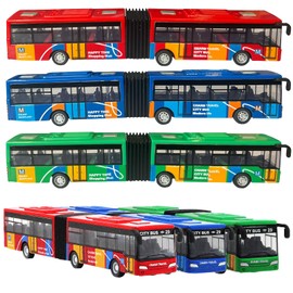 OTONOPI City Bus Toy for Kids, 1:64 Scale Die Cast Metal Pull Back Vehicles, Model Cars Toys Educational Gift 3 Pack, Friction Powered Cars Play Toys for Kids Boys Girls Ages 3 up