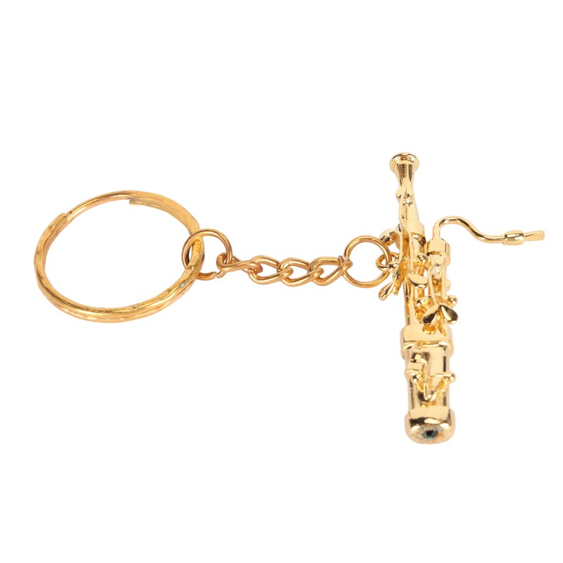 Mini Bassoon Shape Key Chain Adorable Brass Key Ring Pendant
