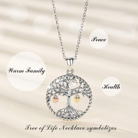 Eusense Tree of Life Necklace 925 Sterling Silver Pendant Tree Life Gifts Jewellery Women Ladies Girls Mother's Day Father's Day, Sterling Silver, No information