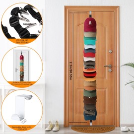Cap Rack 1 Pack, Hat Organizer Holds up to 20-40 Caps for Baseball Or Ball Caps, Best Over The Door Closet Organizer Display Racks with Clips for Men and Women Hat Collection