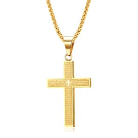AIFUYUDM Silver Cross Chain Men's Necklace Men's Classic Curb Chain Silver Chain Men's 24 Inch Hip-Hop Chains for Men Cross Chains for Men Gifts for Men
