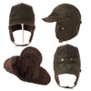 TOP-EX Winter Waterproof Trapper Hats for Men Faux Leather Aviator