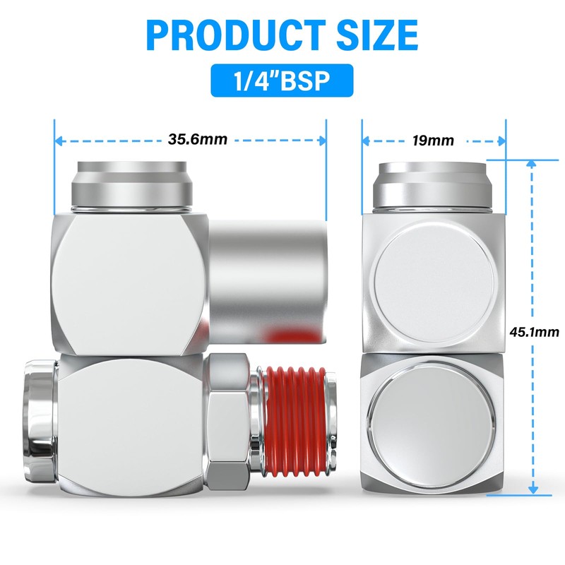 ERGAOBOY 2 PCS Silver 1/4" BSP Swivel Fitting Air Tool,