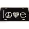 Diamond Etched Products Engraved Love Peace Heart Car Tag Diamond