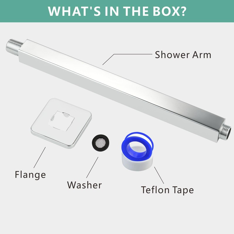 Voolan Flanged Shower Arm, Ceiling Mounted Fixed Shower Pipe, Straight