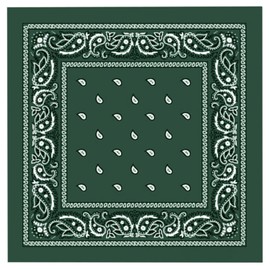 WedDecor Deep Green Bandana For Men Women Cotton Unisex Paisley Head Scarf Wide Headband Fashion Accessory for Riding, Motorcycling, Hiking, Fishing, Outdoor Activities, 54cm